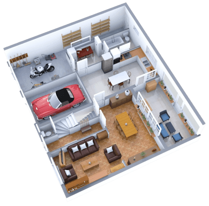 使用Floorplanner制作的3D渲染示例。